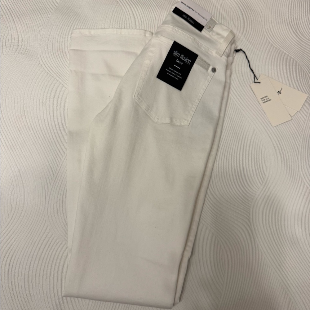 7 For All Mankind Women's Straight Leg White Jeans